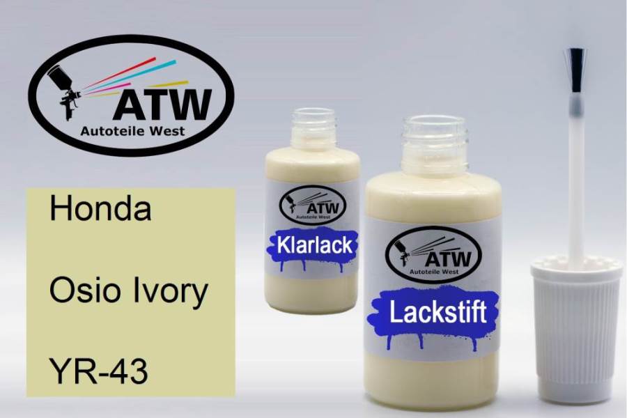 Honda, Osio Ivory, YR-43: 20ml Lackstift + 20ml Klarlack - Set, von ATW Autoteile West.